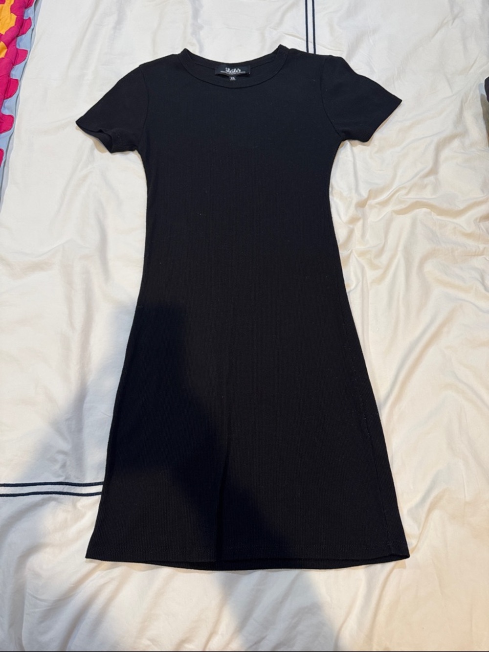 Lulu's Black Short-Sleeve Ribbed Mini Dress